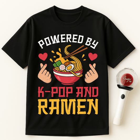 POWERED BY K-POP AND RAMEN UNISEX T-SHIRT
