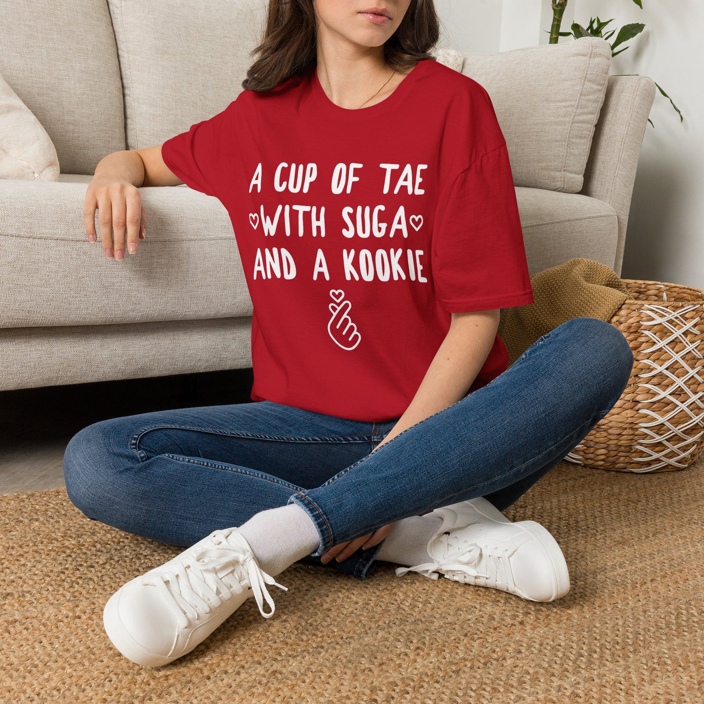 A Cup of Tae with Suga and a Kookie T-Shirt — BTS Fan Quote Tee