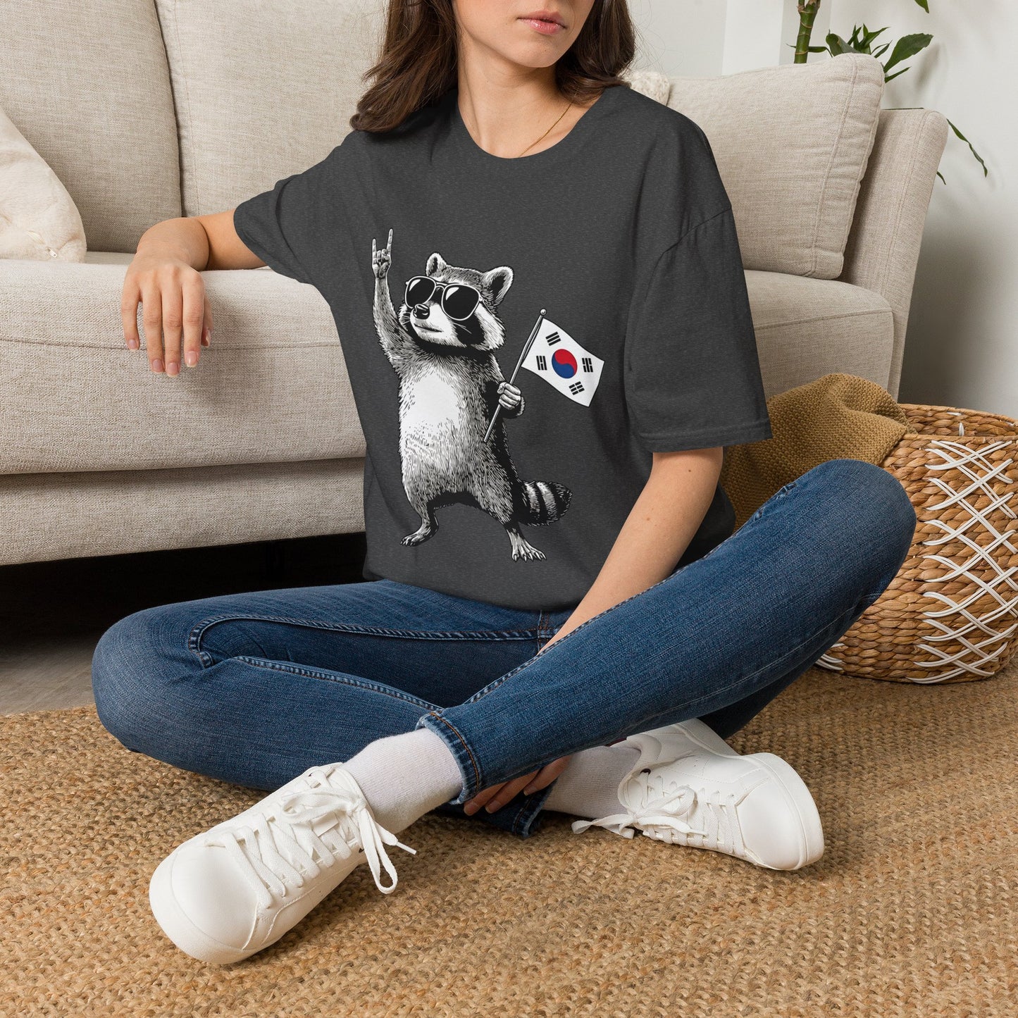 Korean Flag Raccoon T-Shirt — Cool Raccoon with South Korea Flag