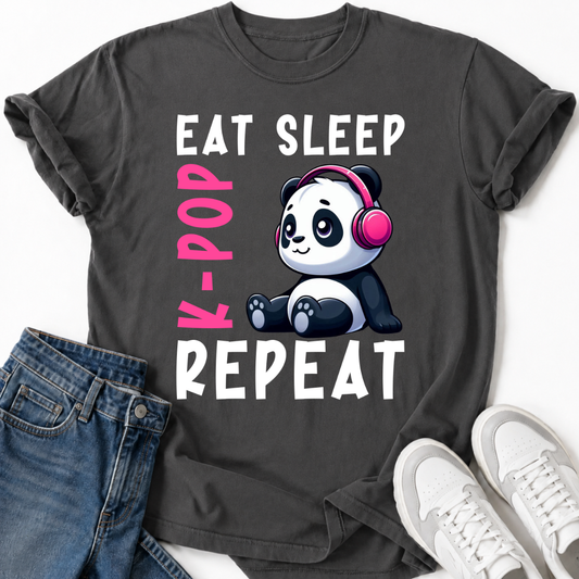 EAT SLEEP K-POP PANDA T-SHIRT