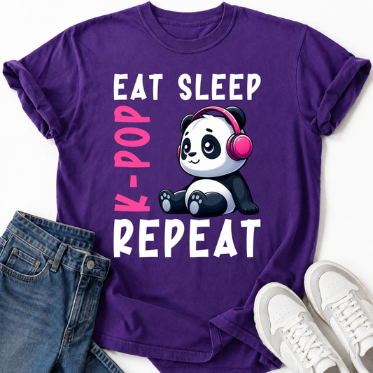 EAT SLEEP K-POP PANDA T-SHIRT