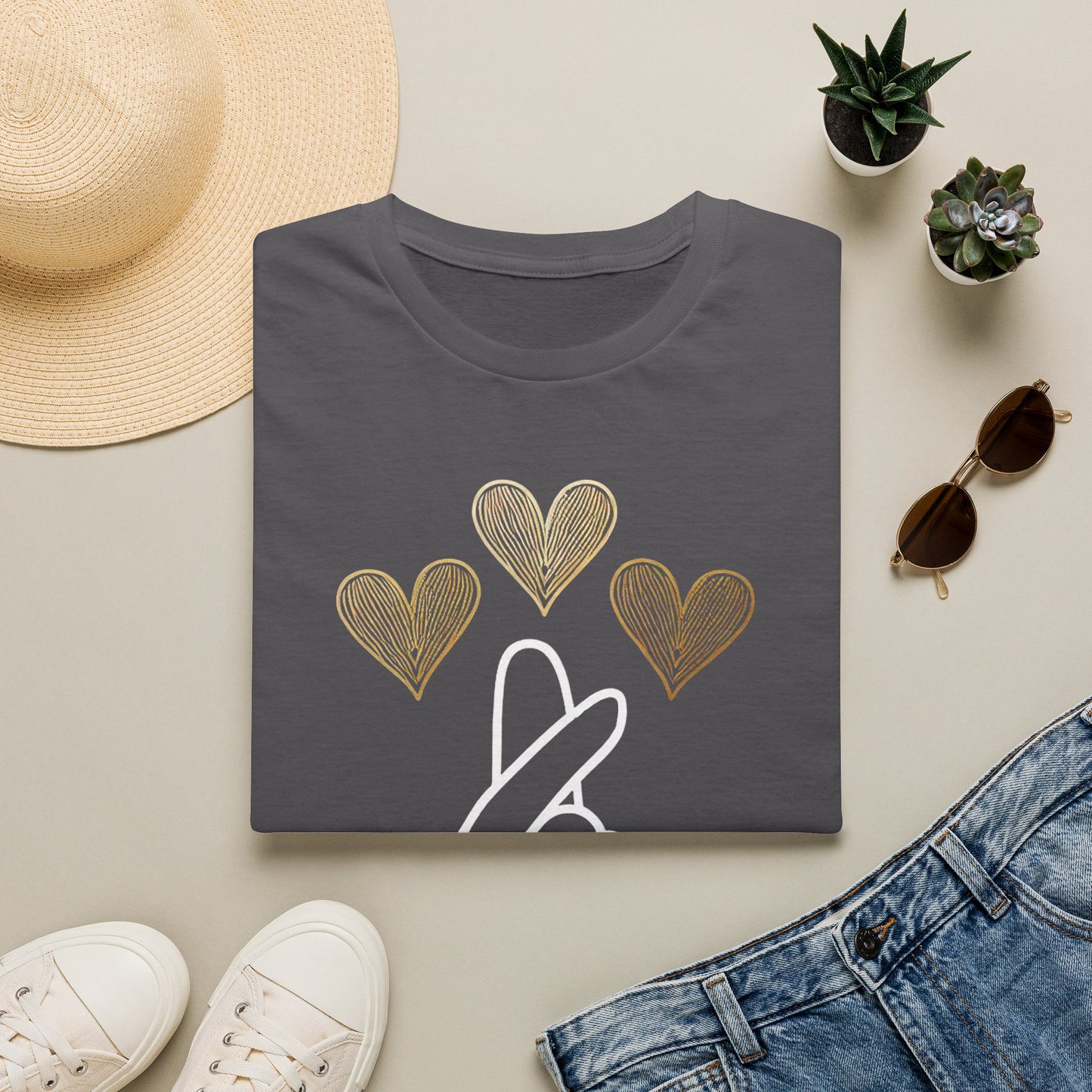 Love Gesture Unisex Softstyle T-Shirt - Heart Hand Graphic Tee