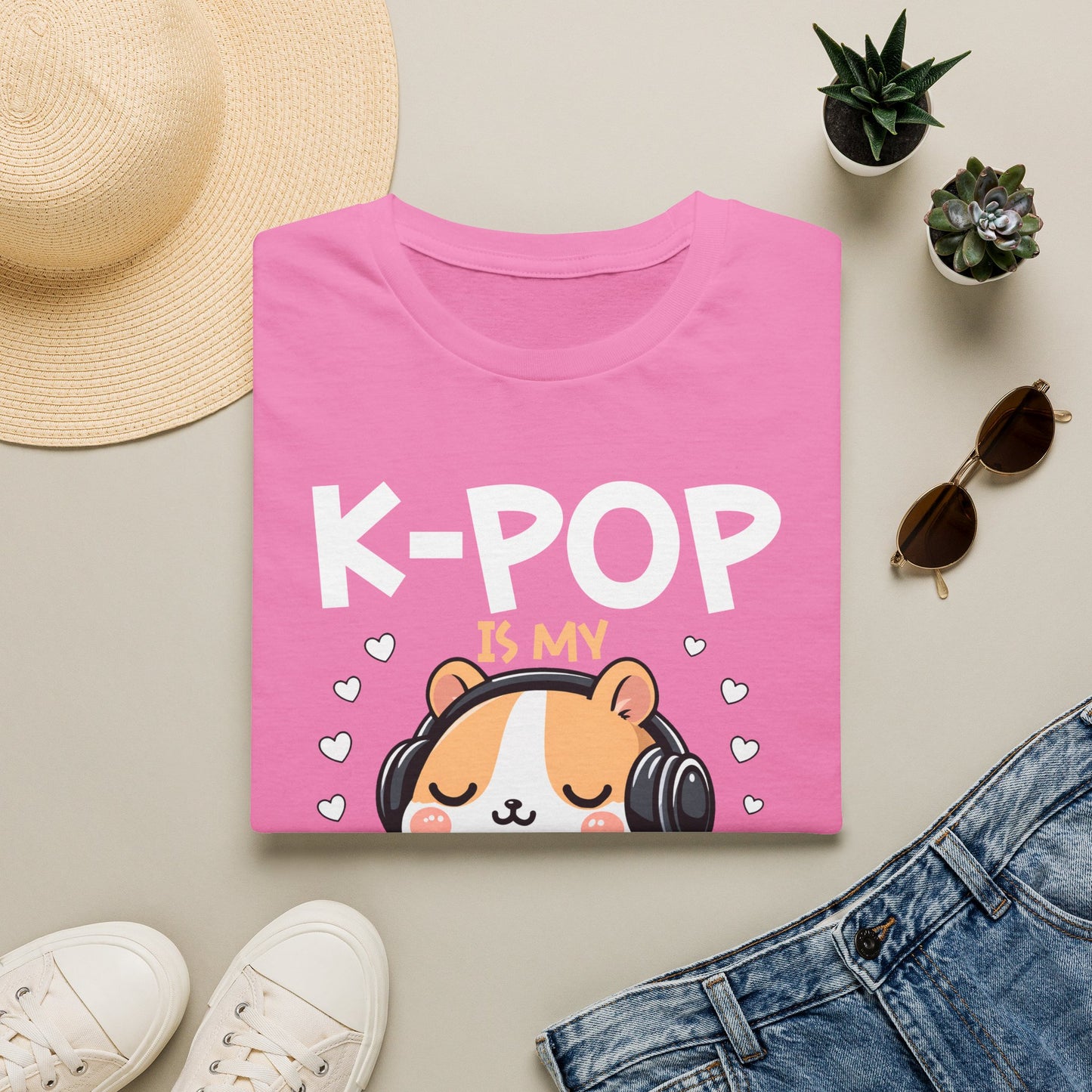K-Pop Is My Therapy T-Shirt — Cute Hamster Headphones Tee for K-Pop Fans