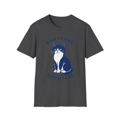 Annyeong Cat T-Shirt — Cute Korean Greeting Cat Graphic Tee ("Annyeong Meowseyo")