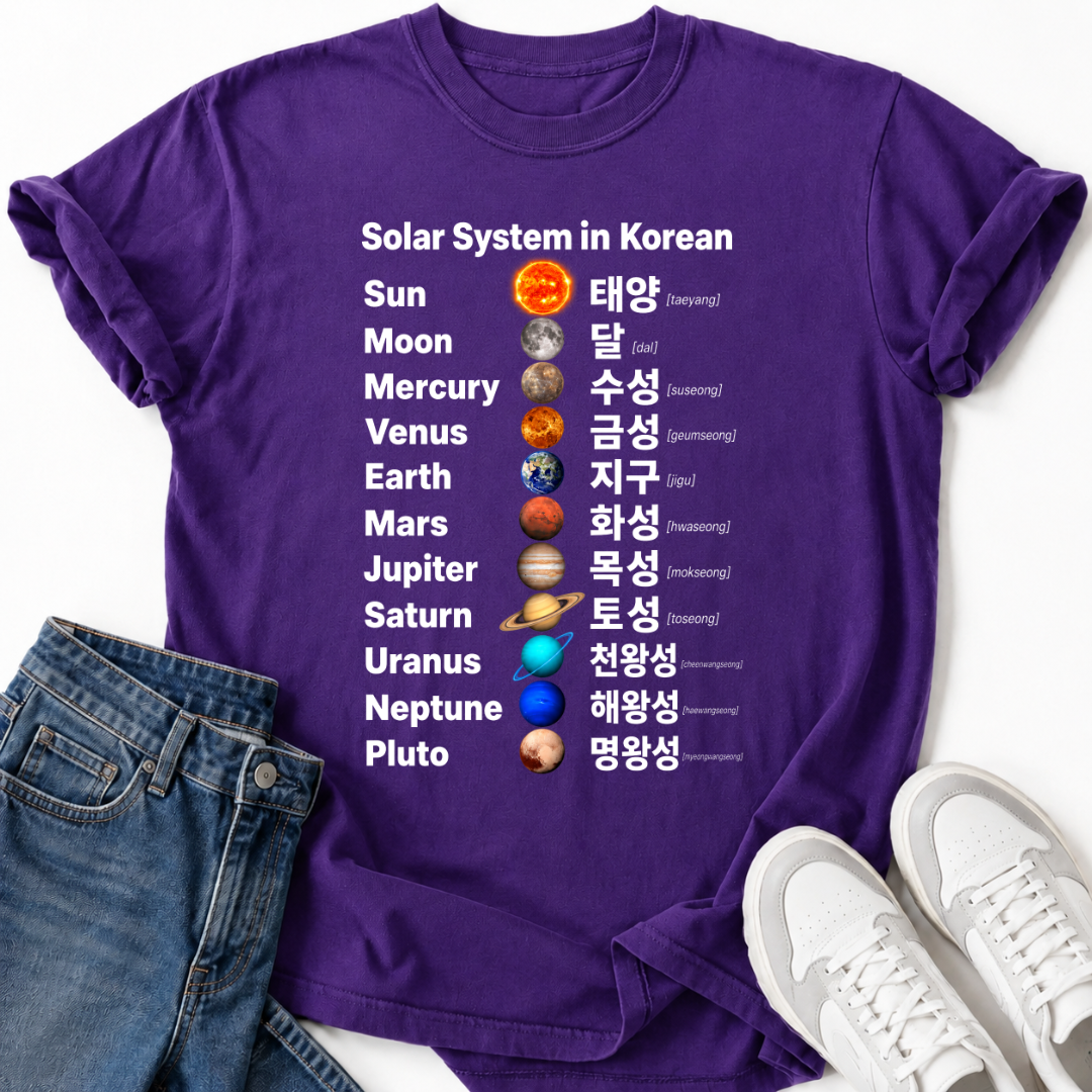 SOLAR SYSTEM IN KOREAN T-SHIRT