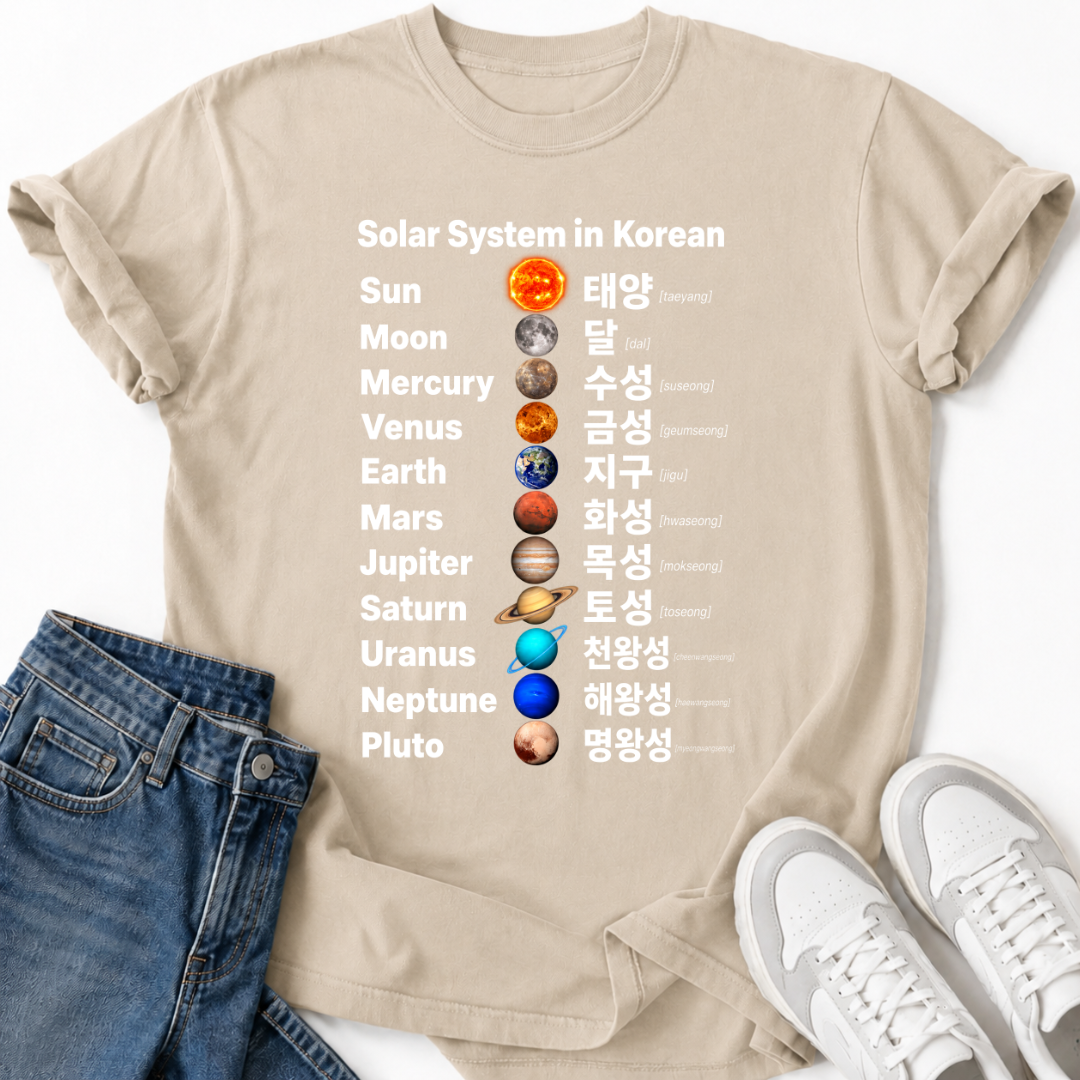 SOLAR SYSTEM IN KOREAN T-SHIRT