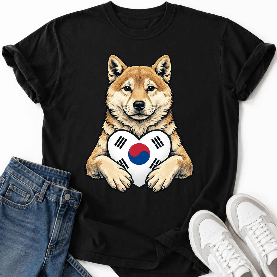 SHIBA INU SOUTH KOREA FLAG T-SHIRT