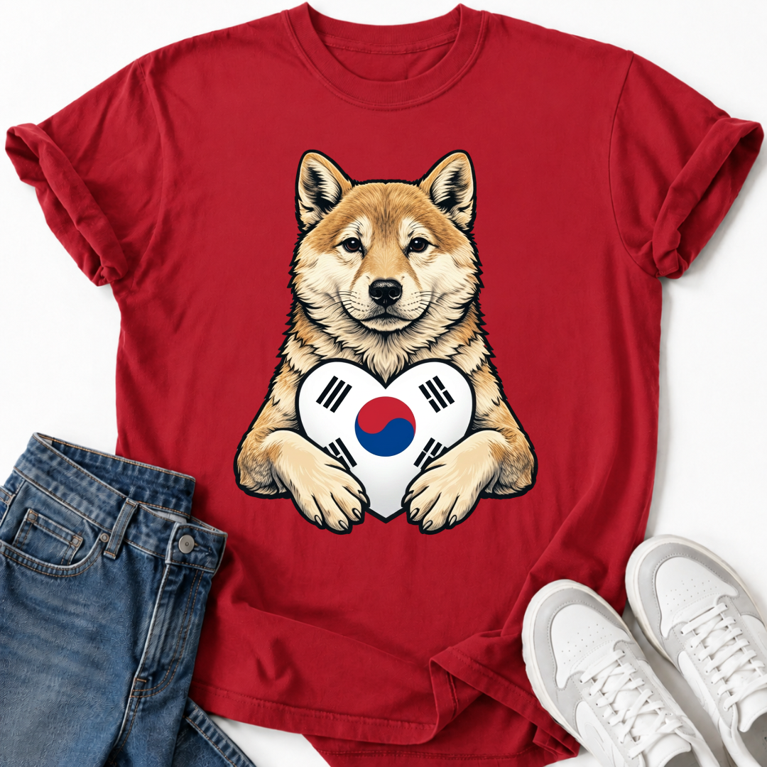 SHIBA INU SOUTH KOREA FLAG T-SHIRT