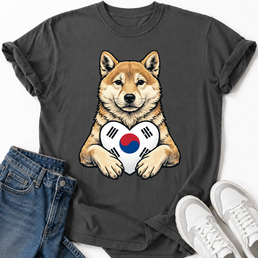 SHIBA INU SOUTH KOREA FLAG T-SHIRT