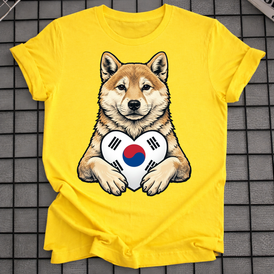 SHIBA INU SOUTH KOREA FLAG T-SHIRT