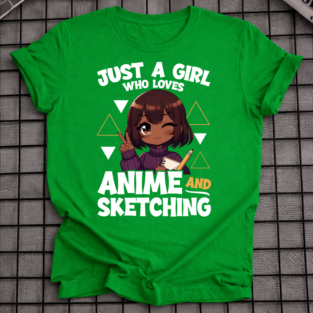 AFROAMERIKANISCHES ANIME-MÄDCHEN ZEICHNET T-SHIRT