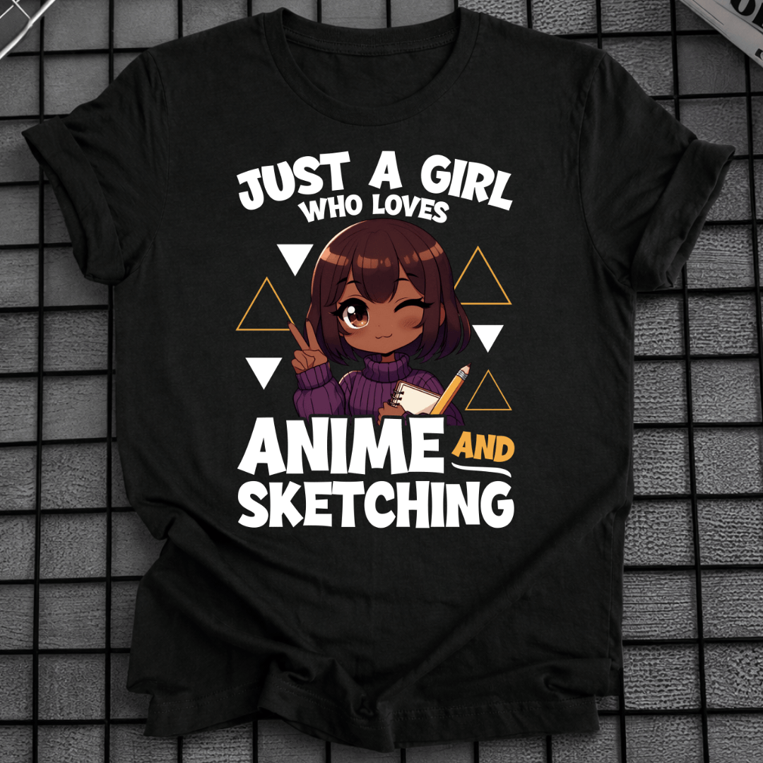AFROAMERIKANISCHES ANIME-MÄDCHEN ZEICHNET T-SHIRT