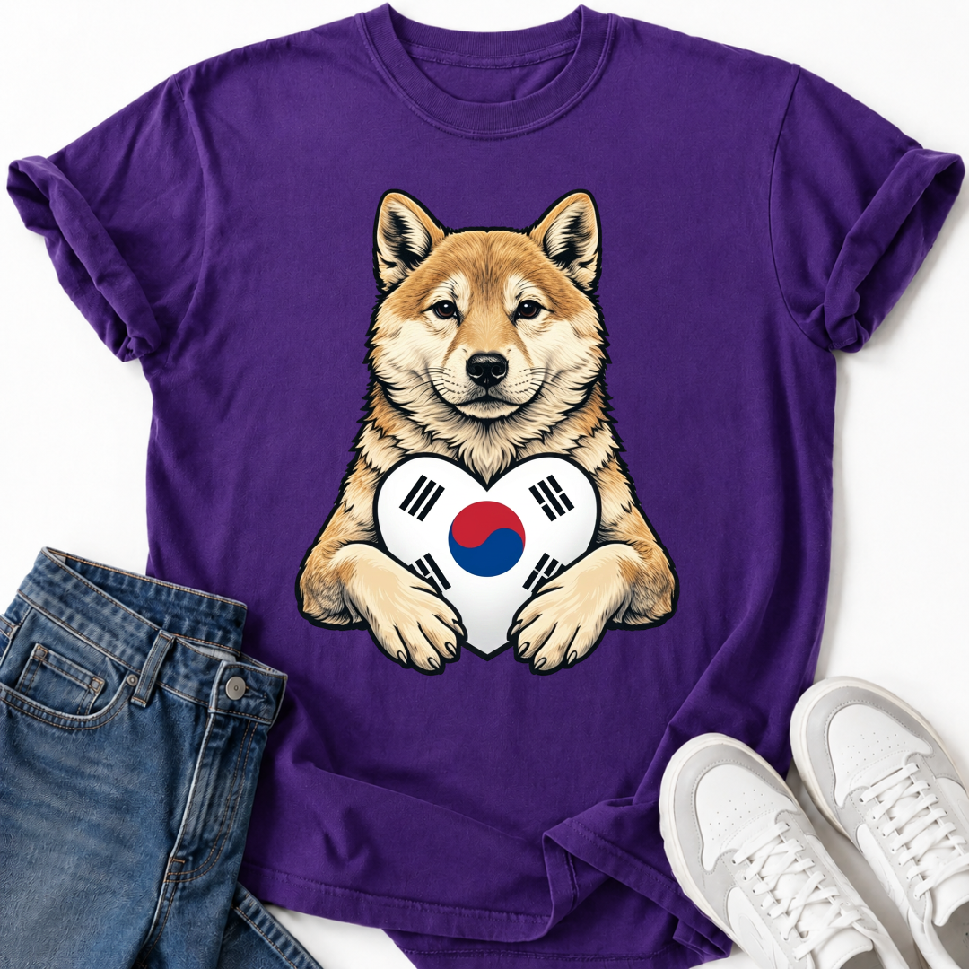 SHIBA INU SOUTH KOREA FLAG T-SHIRT
