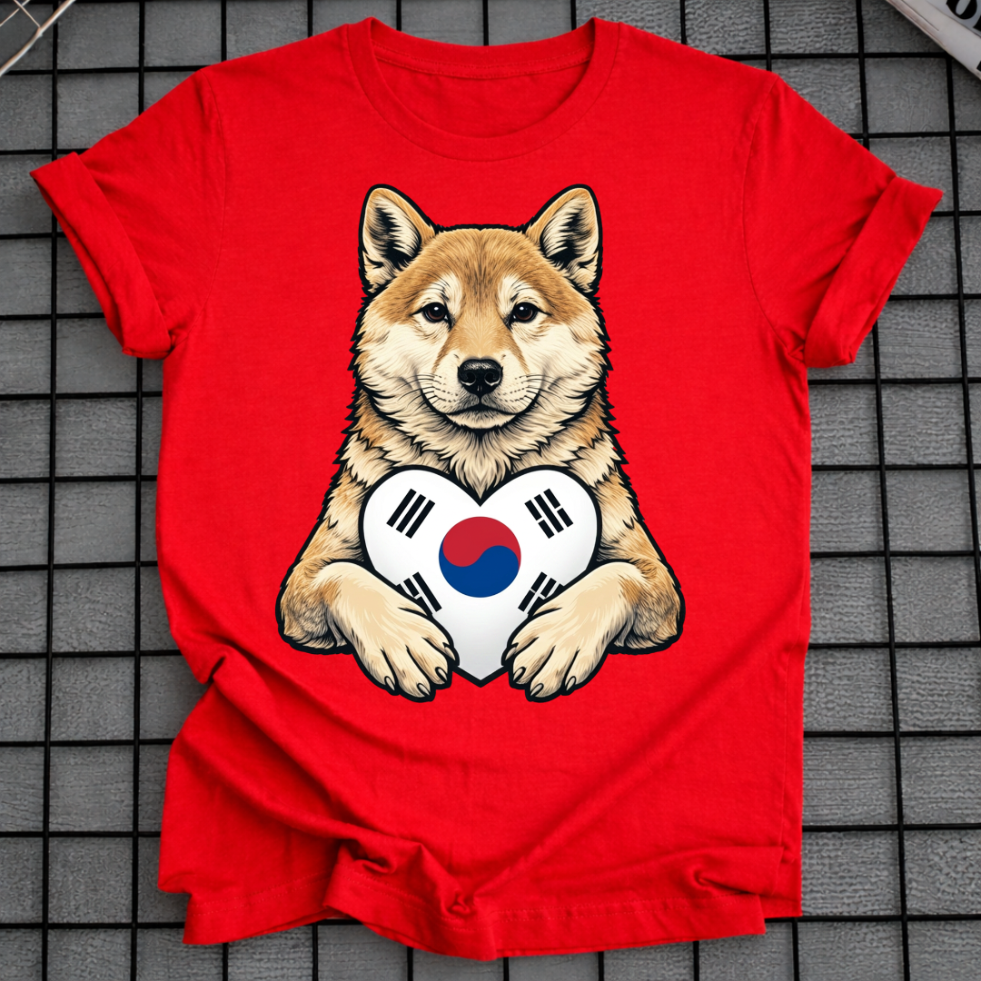 SHIBA INU SOUTH KOREA FLAG T-SHIRT