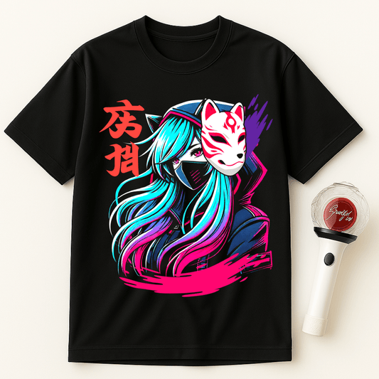 KITSUNE MASK GIRL CYBERPUNK UNISEX T-SHIRT