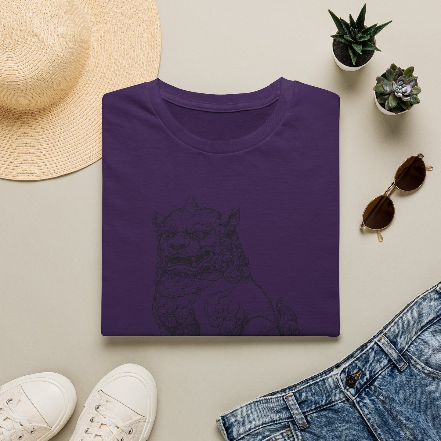 Korean Haetae Guardian T-Shirt — Mythical Foo Dog Sketch Tee