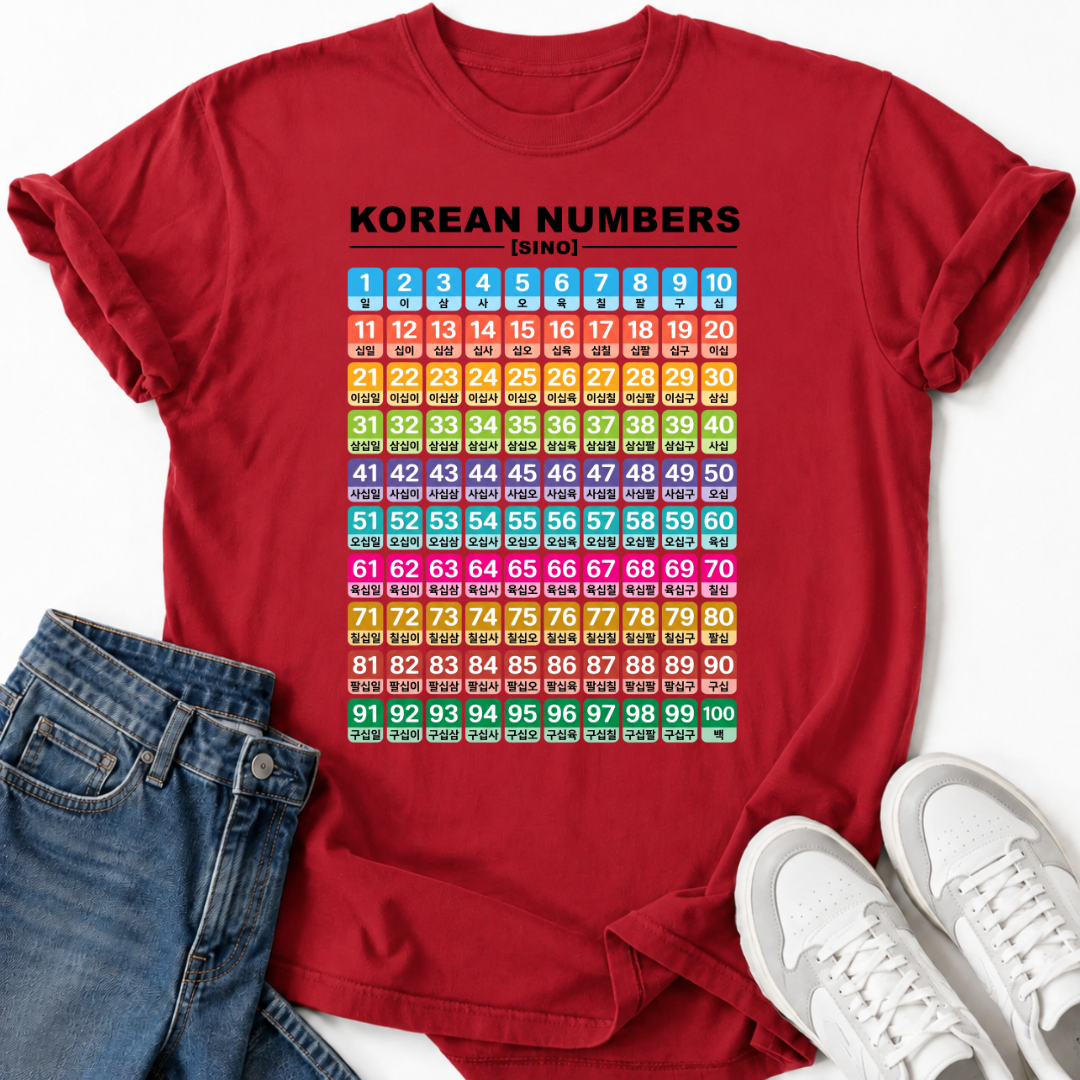 KOREAN NUMBERS CHART T-SHIRT