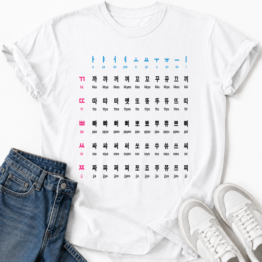 KOREAN LETTERS PRONUNCIATION T-SHIRT