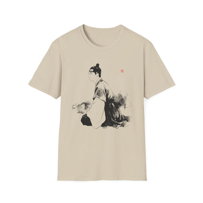 Ink Wash Samurai T-Shirt — Minimal Asian Brush Art Tee