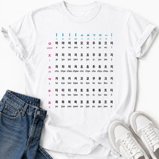 HANGUL KOREAN ALPHABET CHART T-SHIRT