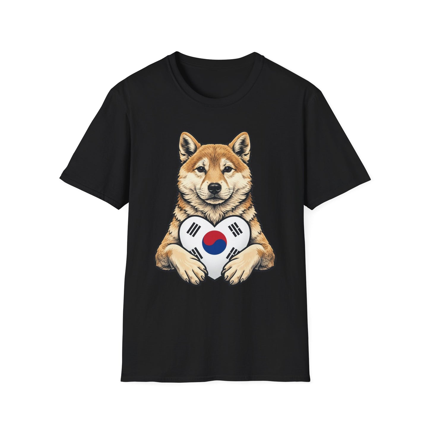 Shiba Inu Heart Tee — Cute Dog Holding South Korean Flag Graphic T-Shirt