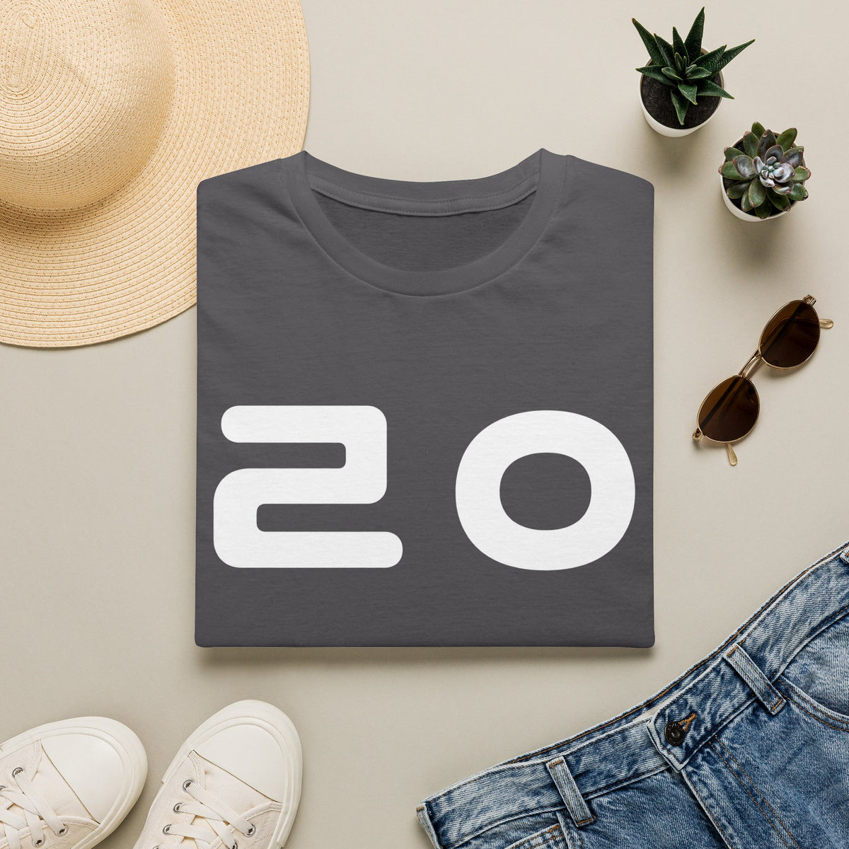 20 Graphic T‑Shirt — Bold Minimalist Number Tee