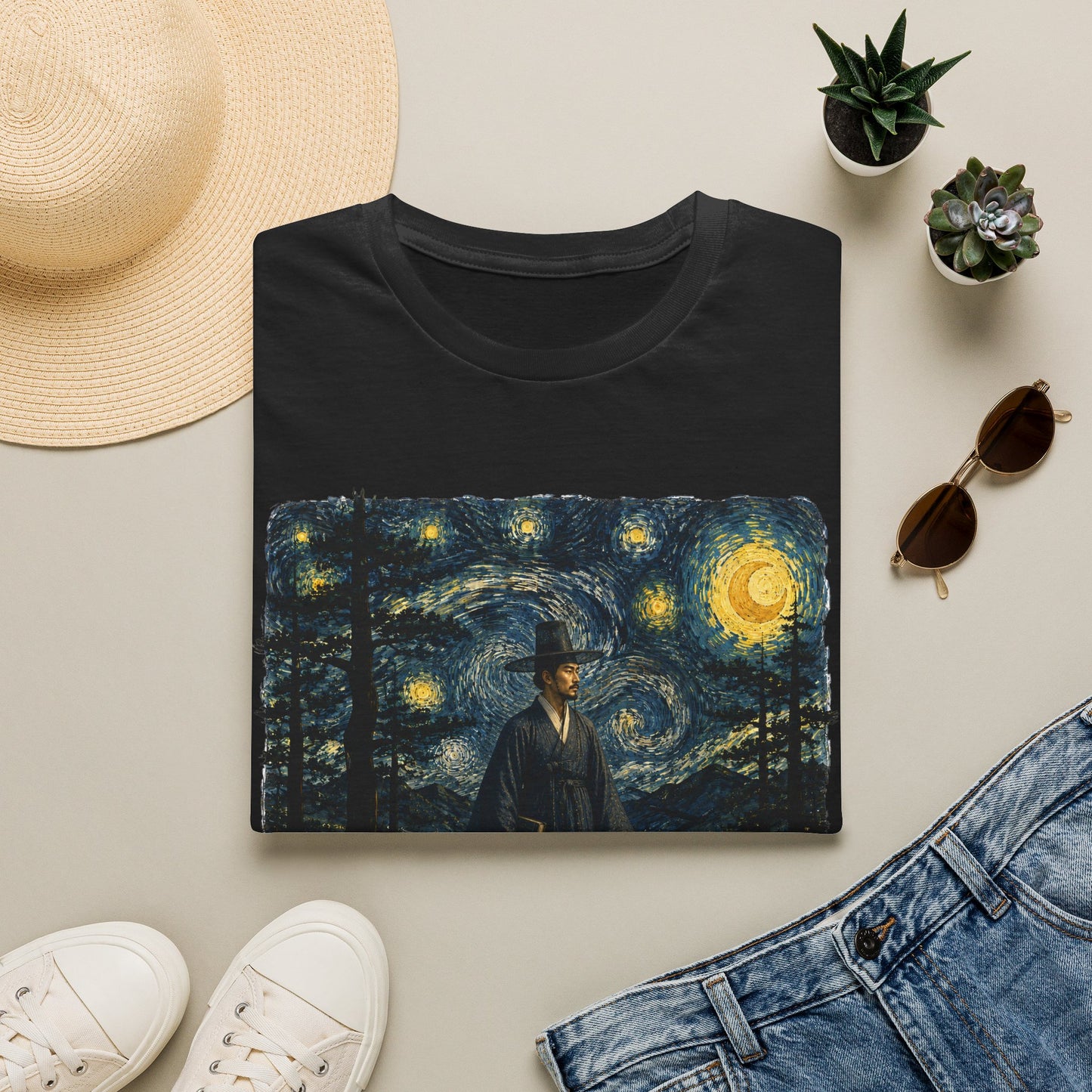 Starry Night Cowboy T-Shirt — Van Gogh Style Western Art Tee