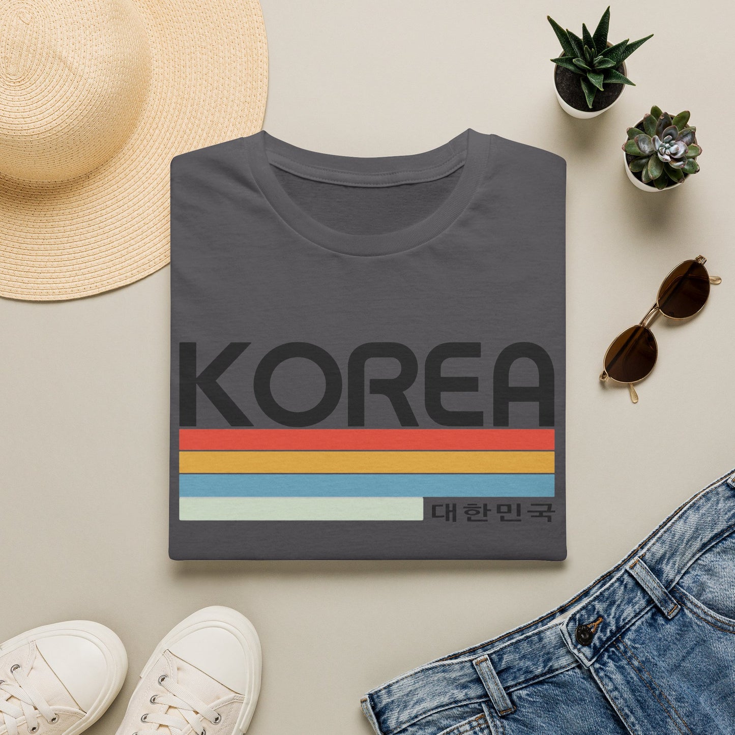 Korea Retro Stripe T-Shirt — 대한민국 Vintage Travel Tee