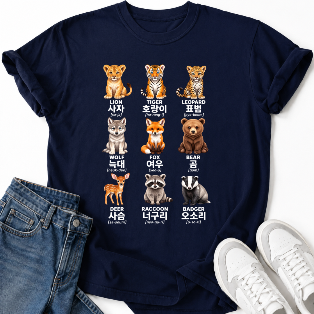 ANIMALS IN KOREAN T-SHIRT