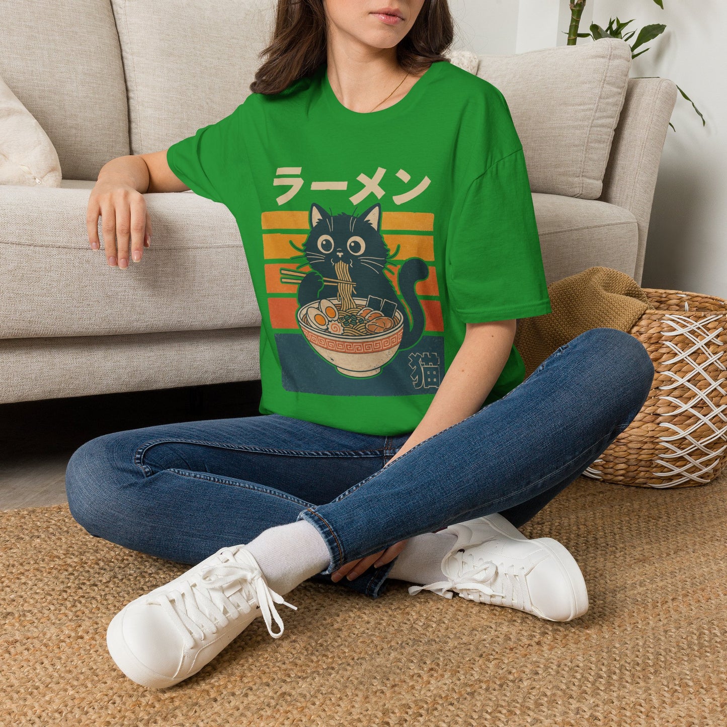 Ramen Cat T‑Shirt — Cute Japanese Neko Eating Ramen Graphic Tee