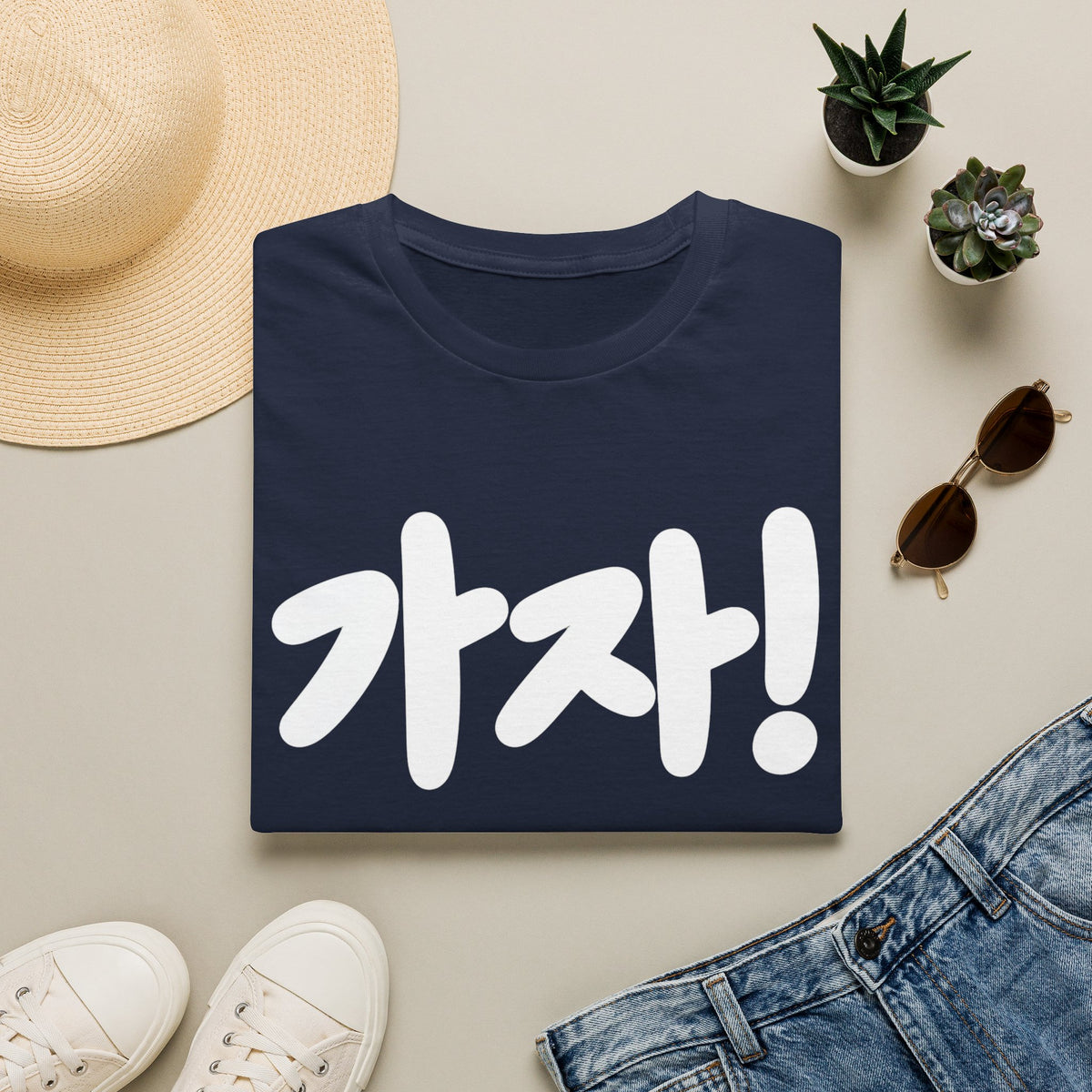 Kaja! Korean Script Graphic Tee — Bold Hangul Statement T-Shirt