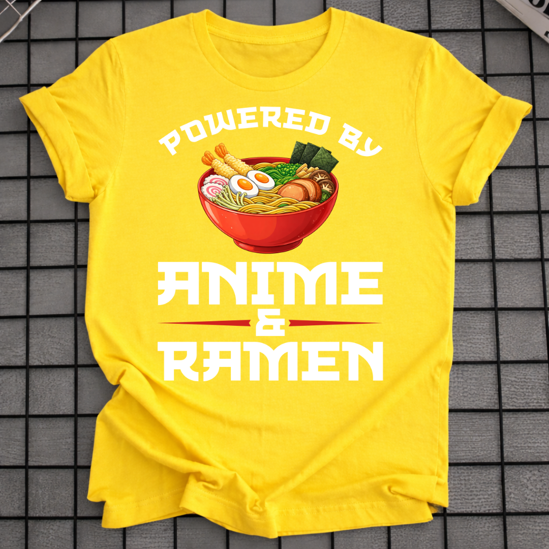 POWERED BY ANIME & RAMEN T-SHIRT