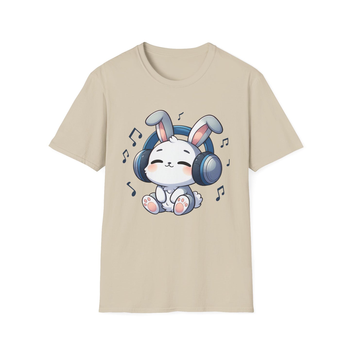 Cute Bunny Music Unisex Softstyle T-Shirt - Perfect Gift for Music Lovers