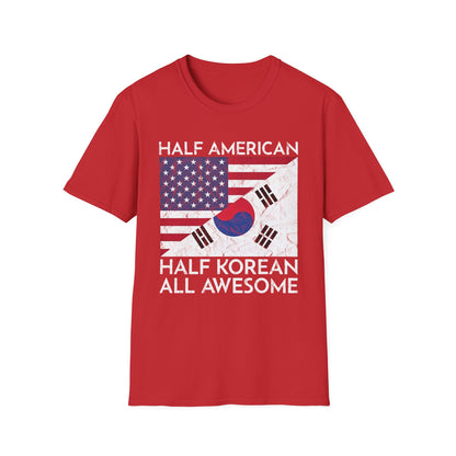 Half American Half Korean T‑Shirt — 'Half American, Half Korean, All Awesome' Patriotic Tee