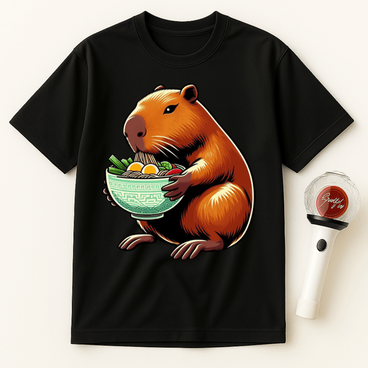 CAPYBARA EATING RAMEN NOODLES UNISEX T-SHIRT