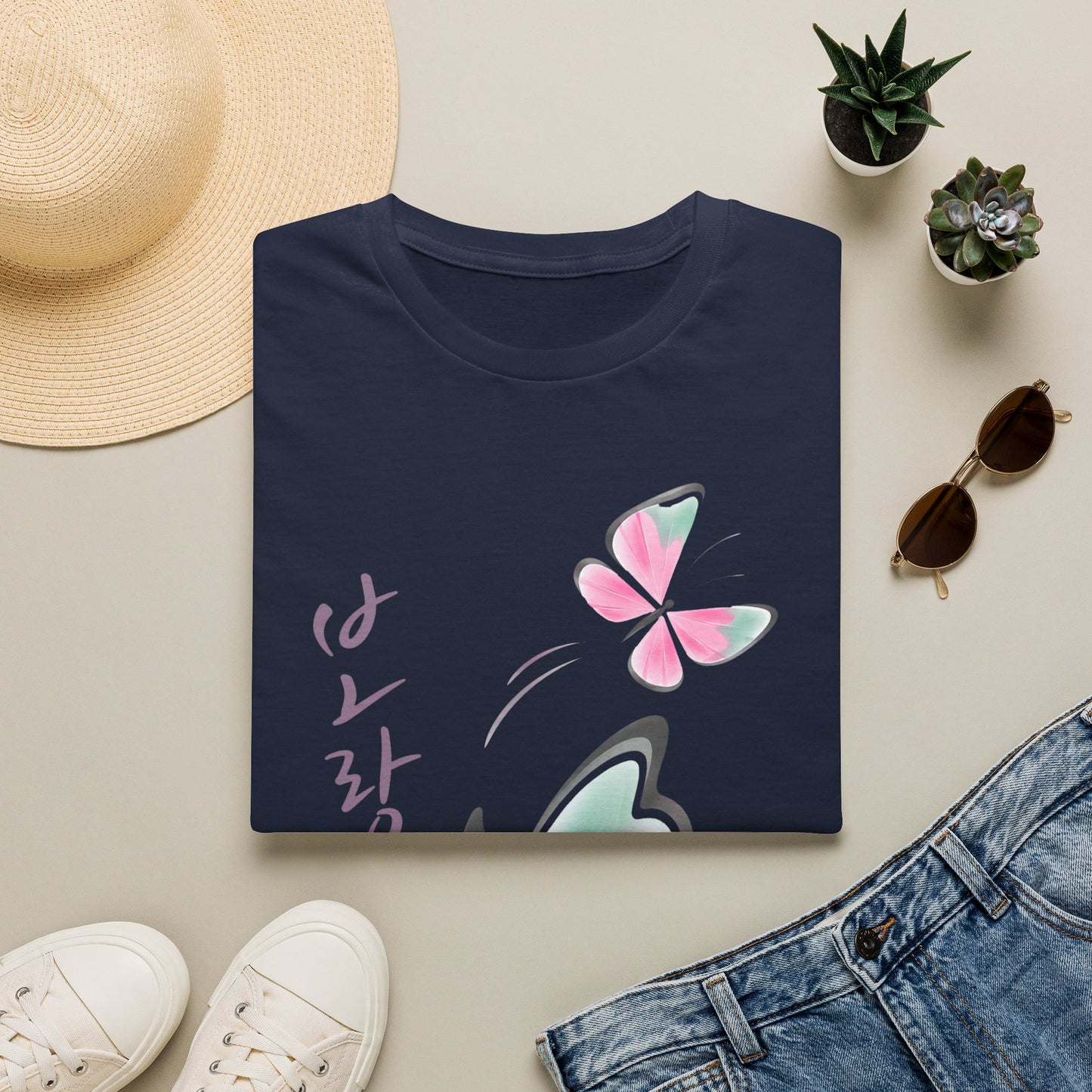 KOREAN SCRIPT BUTTERFLY T-SHIRT