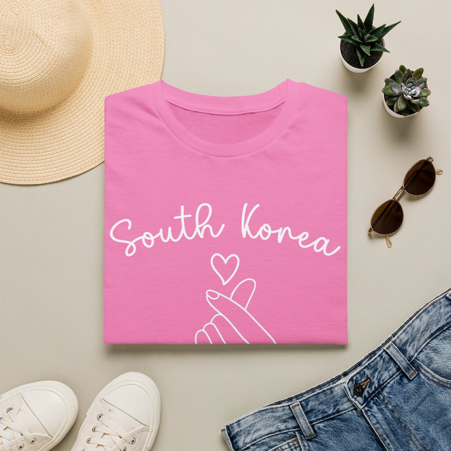 South Korea Love Hand Gesture Unisex Softstyle T-Shirt