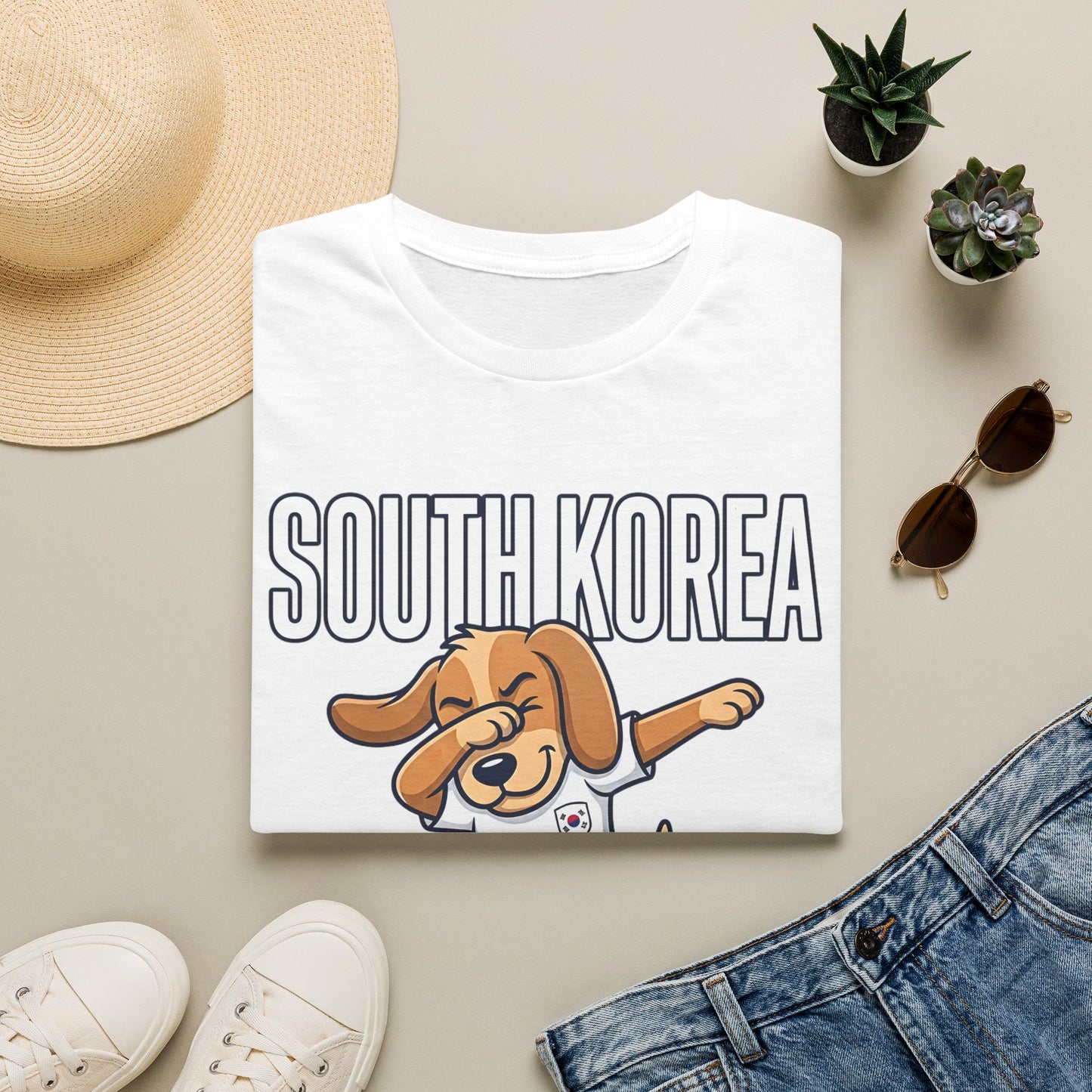 South Korea Dabbing Dog T-Shirt — Cute Soccer Fan Tee