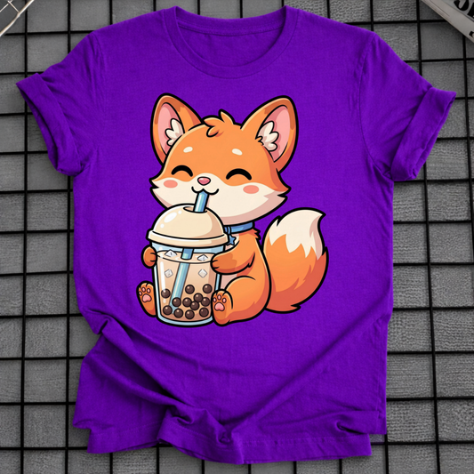 FOX DRINKING BUBBLE TEA T-SHIRT