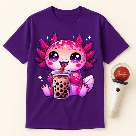AXOLOTL DRINKING BOBA TEA UNISEX T-SHIRT