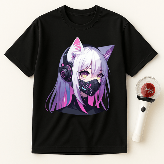 CYBER NEKO GIRL HEADPHONES UNISEX T-SHIRT