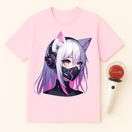 CYBER NEKO GIRL HEADPHONES UNISEX T-SHIRT