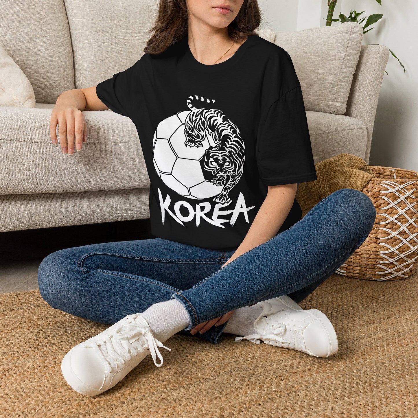 Korea Tiger Soccer T-Shirt — Bold KOREA Football Graphic Tee