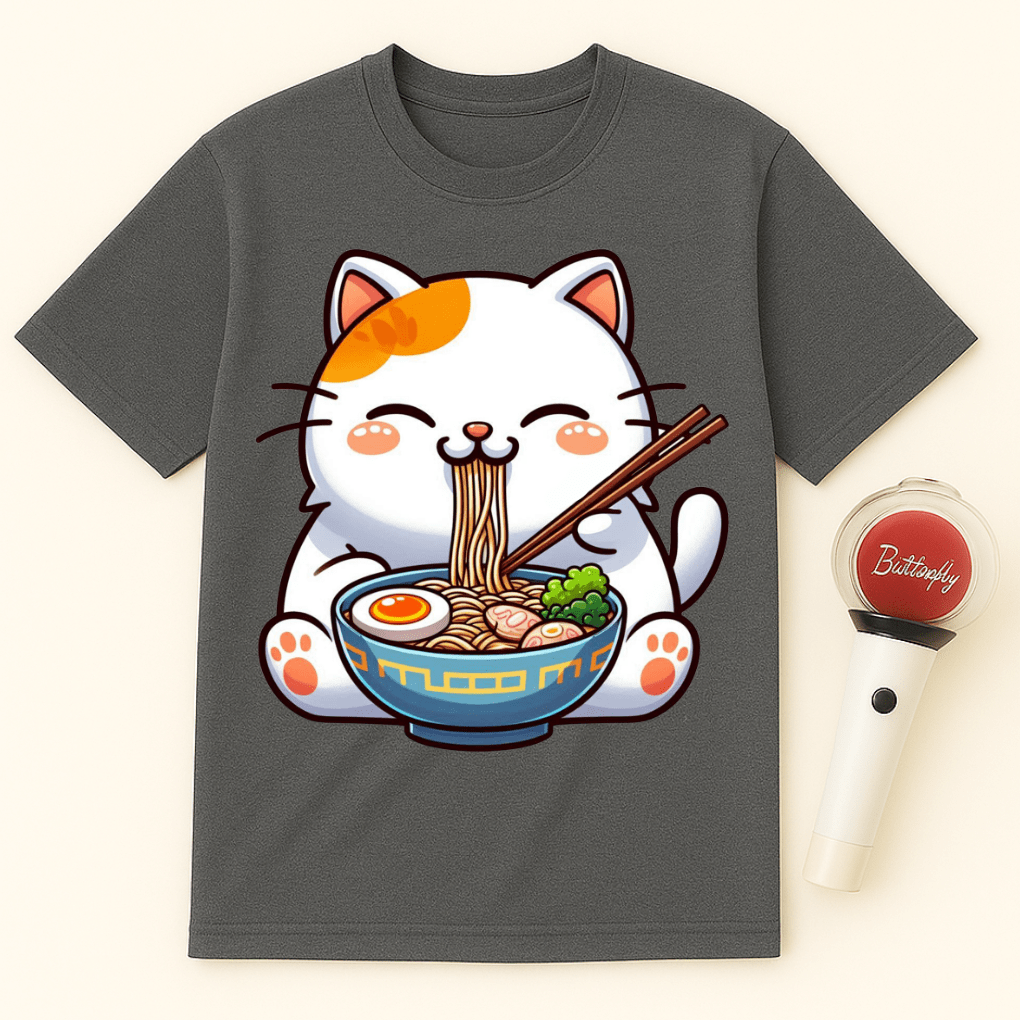 RAMEN CAT EATING NOODLES UNISEX T-SHIRT