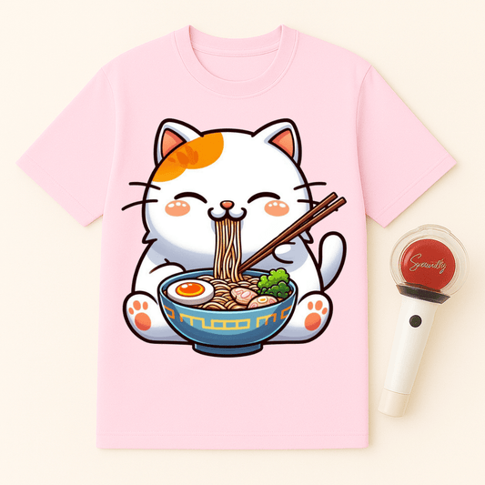RAMEN CAT EATING NOODLES UNISEX T-SHIRT