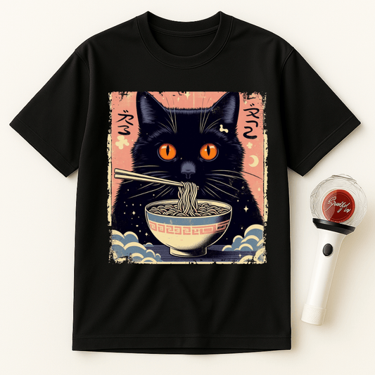 BLACK CAT RAMEN UNISEX T-SHIRT
