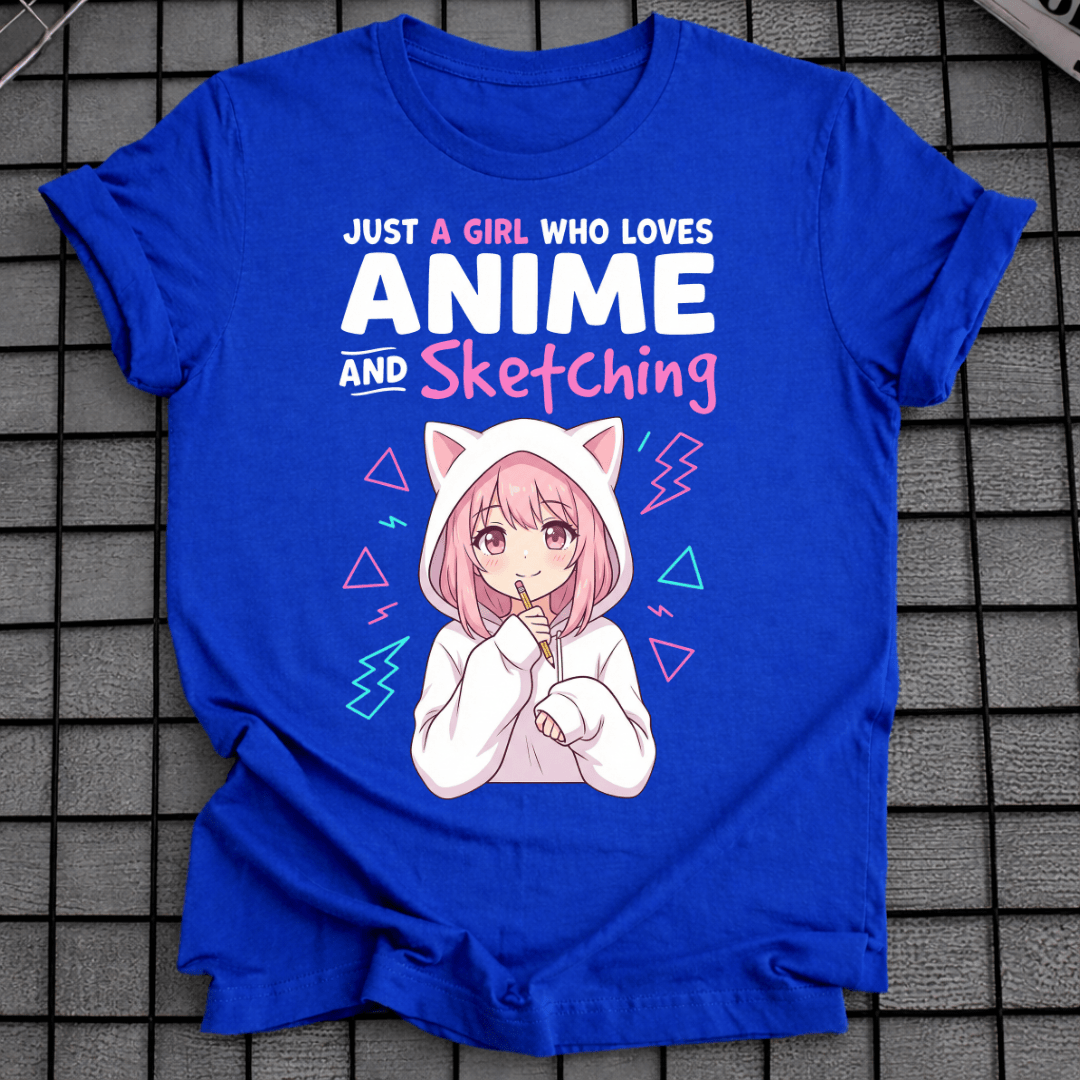 MÄDCHEN, DAS ANIME & SKIZZIEREN LIEBT T-SHIRT