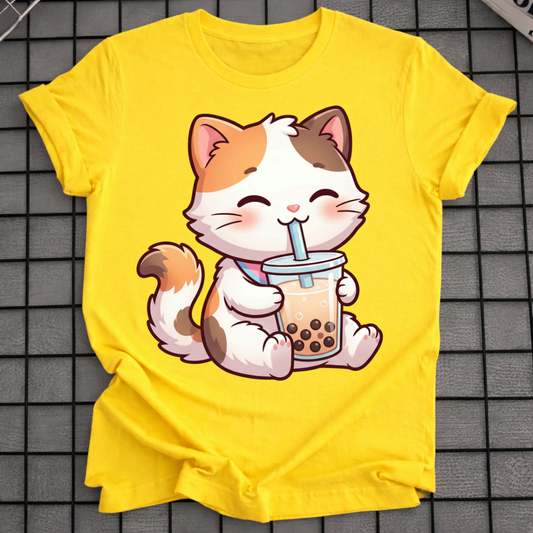 CAT DRINKING BOBA T-SHIRT