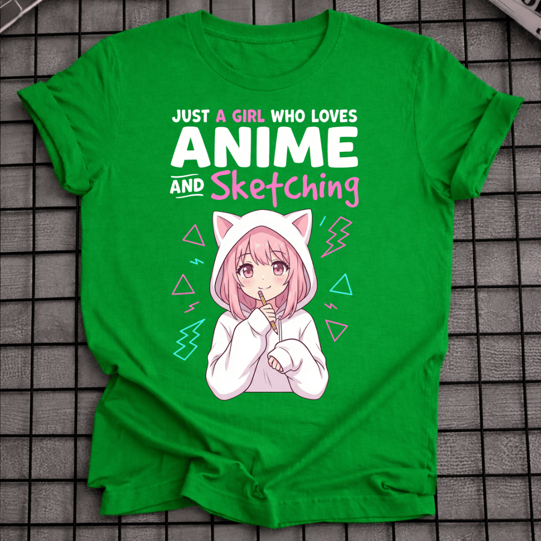 MÄDCHEN, DAS ANIME & SKIZZIEREN LIEBT T-SHIRT
