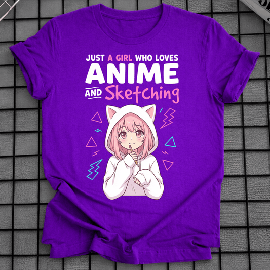 GIRL WHO LOVES ANIME & SKETCHING T-SHIRT